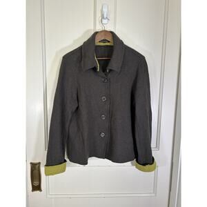 Cut Loose Boiled Wool Blazer Jacket Womens Size L/XL Brown Preppy Classic USA